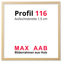 Bilderrahmen aus Massivholz Profil 116 Aufsicht 1,5 cm